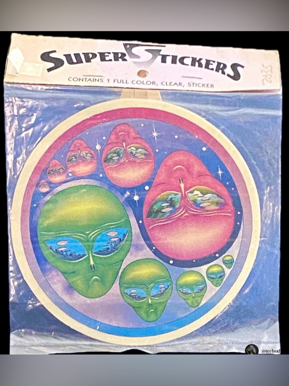 VTG 90s Alien Space Flying Saucer Sticker Sealed Super Stickers NOS